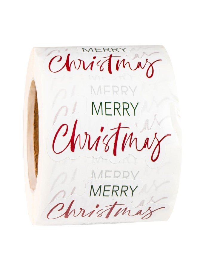 WRAPAHOLIC Christmas Gift Stickers - Merry Christmas Lettering Design, Gift Tags Stickers for Holiday, Party - 1.14 x 2.63 Inch 500 Total Adhesive Labels - Image 1
